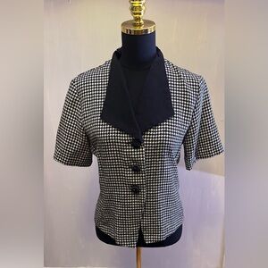Expressions By Kim Rogers Women’s Vintage Houndstooth Short Sleeve Blazer Size 8
